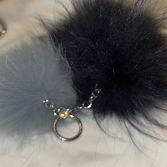 Like New Michael Kors double poof/key ring navy/greyblue 💙🩶 - Picture 2 of 4